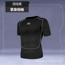 High Quality Men Custom Printing Compression Tight Fitness Sport  t shirt